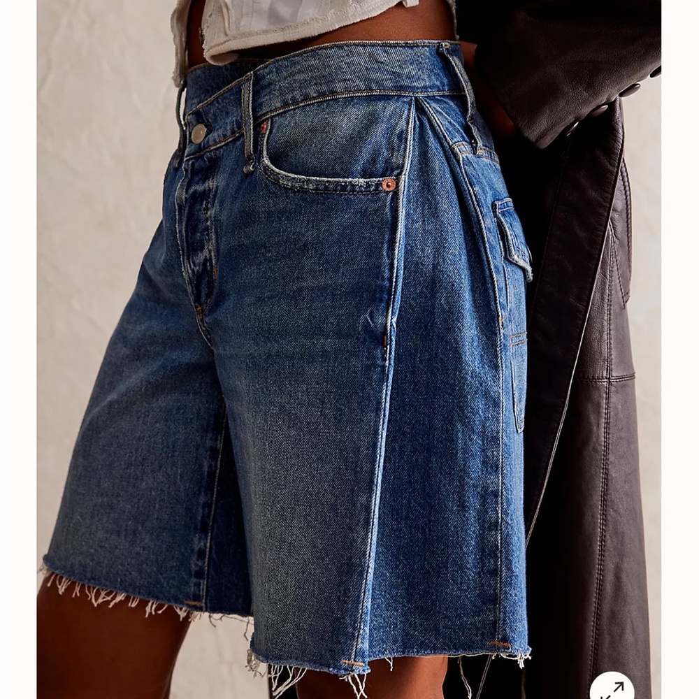We The Free Blue High Waist Denim Shorts